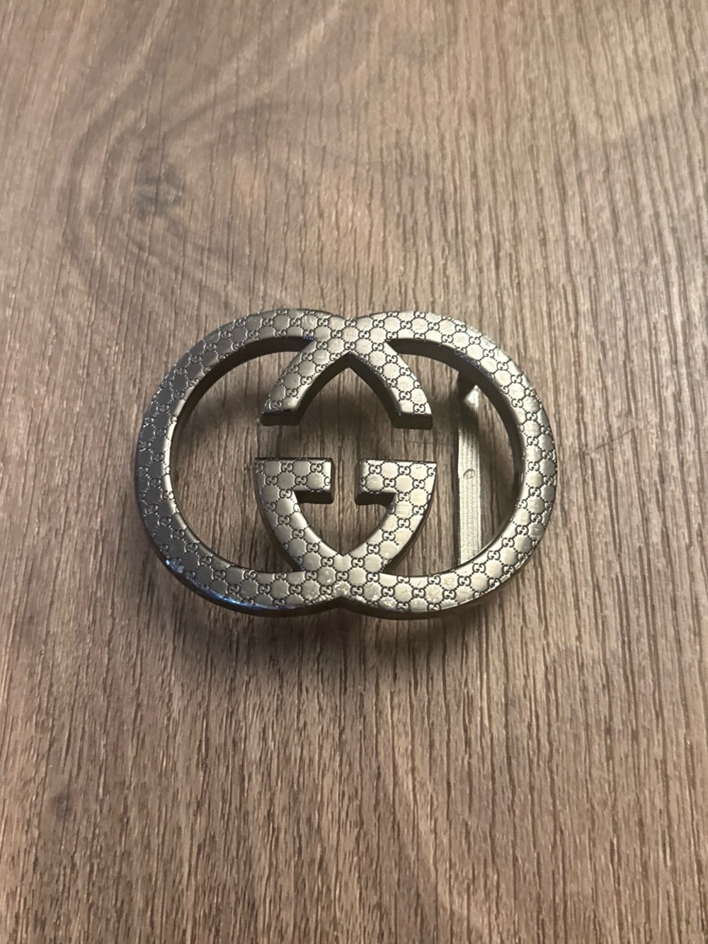 GG Large Double G Belt Buckle in Gunmetal Gray - Picture 2 of 9